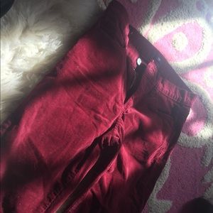Maroon velvet Gap jeans